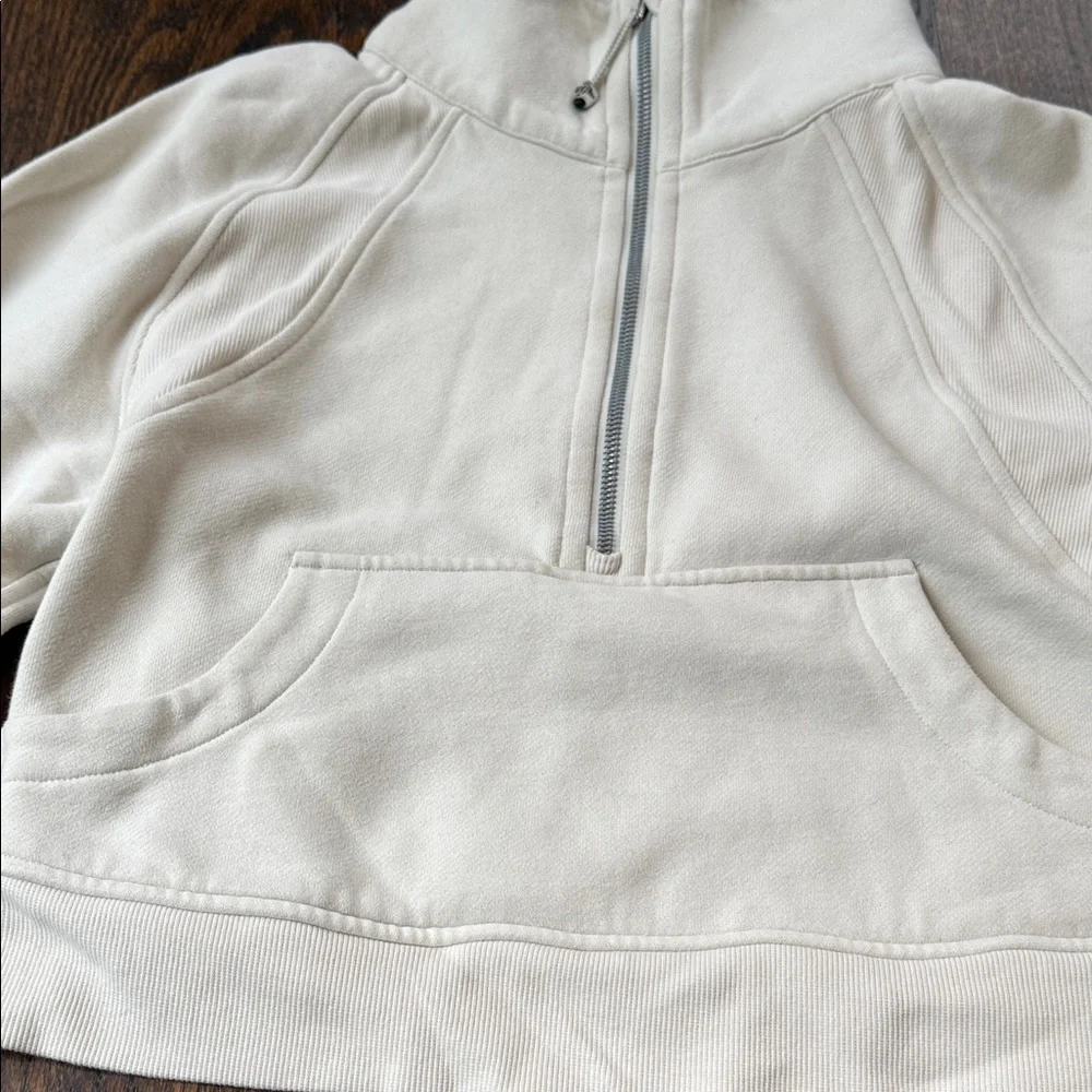 Lululemon x Peloton Scuba Oversized Funnel Neck Half Zip color is Bone size XS/S - Picture 9 of 14